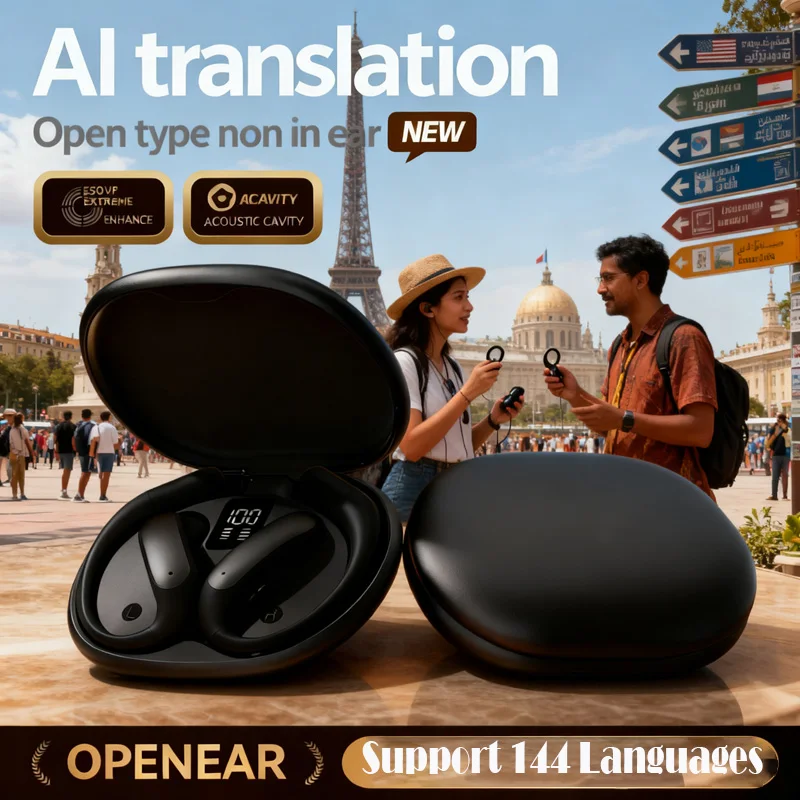 AI Translation Earbuds Wireless Bluetooth HD Sound Headphones Noise cancelling Translation earphone for Travel Business Learning