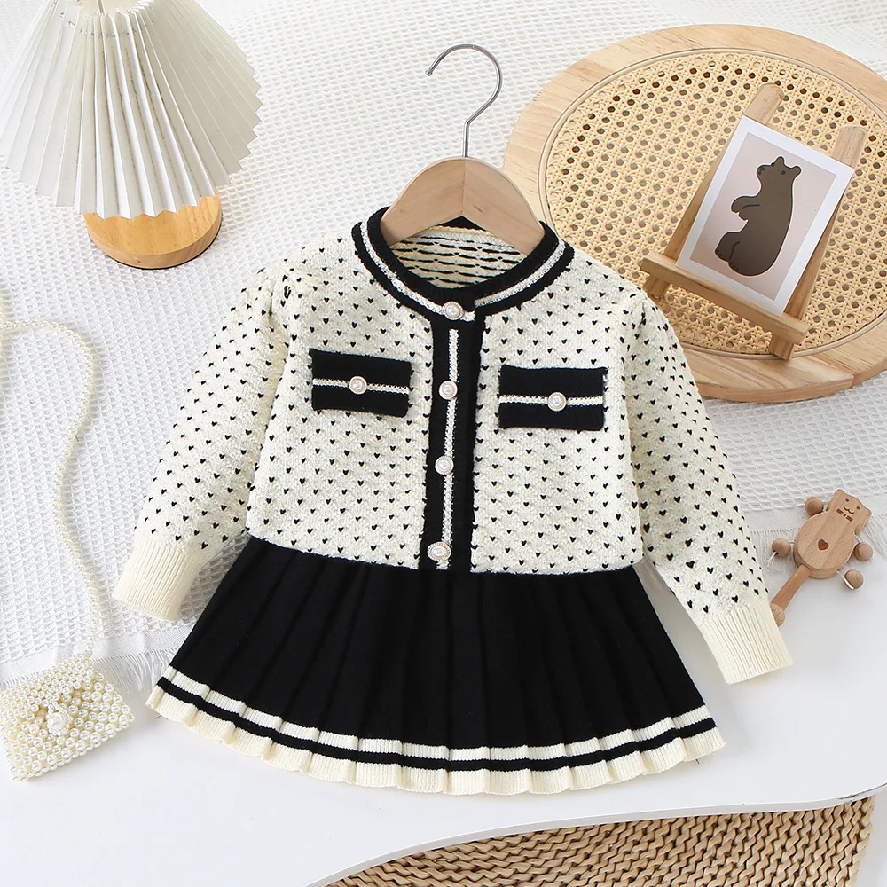 Fashionable Fall Winter Sweater kids' sets and outfits 2PCS SETS for Little Sweet Girls Knit Play Set