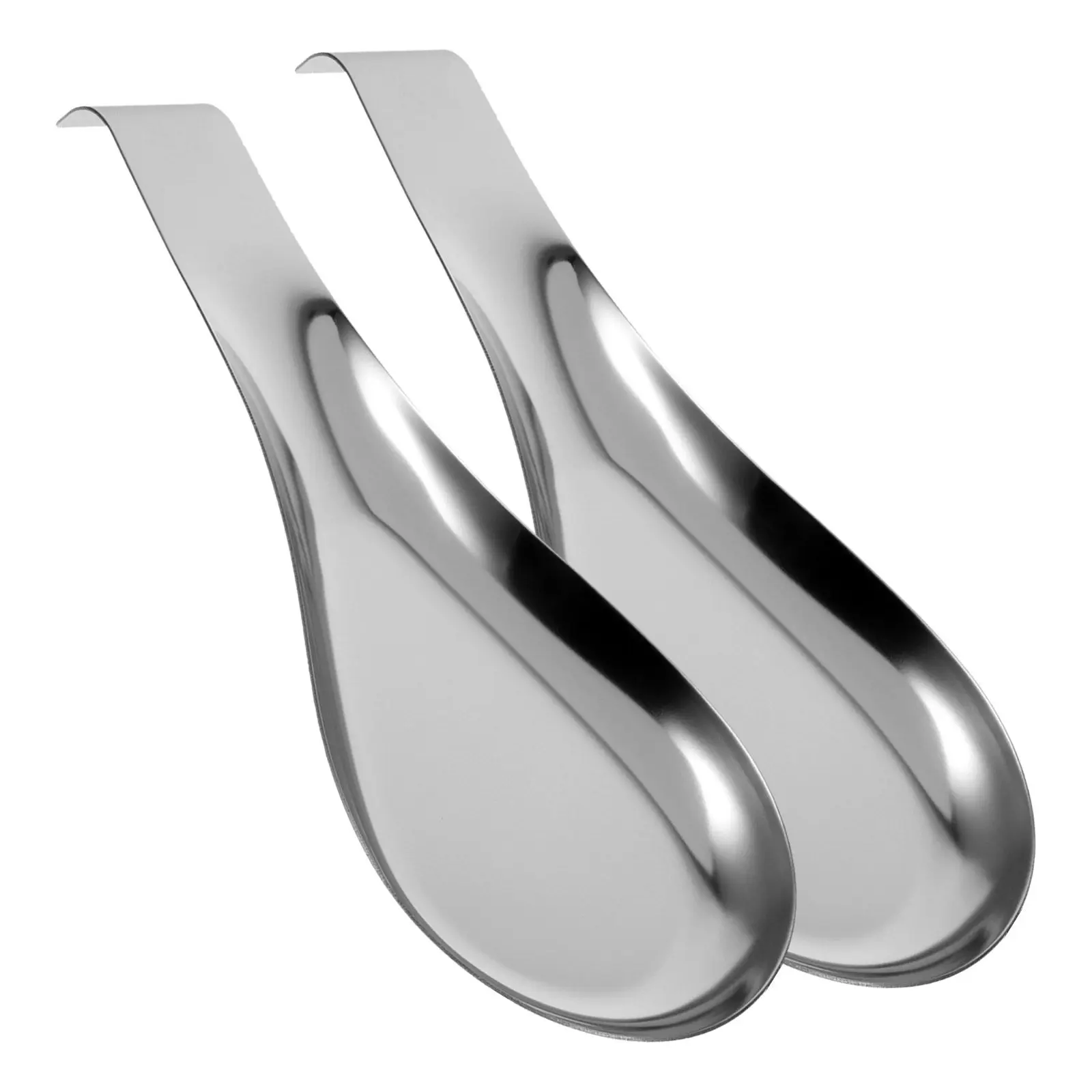 2Pcs Easy Clean Stainless Steel Spoon Rest Versatile Dinner Scoop Rest for Home Kitchen Banquet Decoration Small Metal Spoon