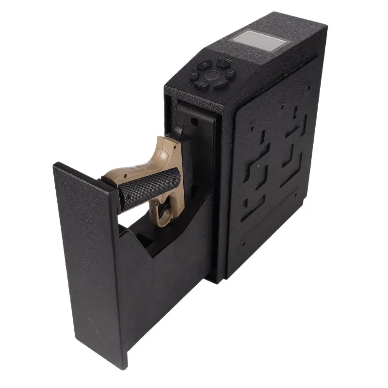 Pull Out Fingerprint Handgun Safe Silent Blue Light 3 in 1 Wall Mounted Security Case