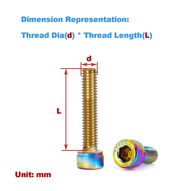 Colored Cup Head Bolt for Aesthetic Upgrade and Personalized Vehicle Modification 304 Stainless Hex Socket
