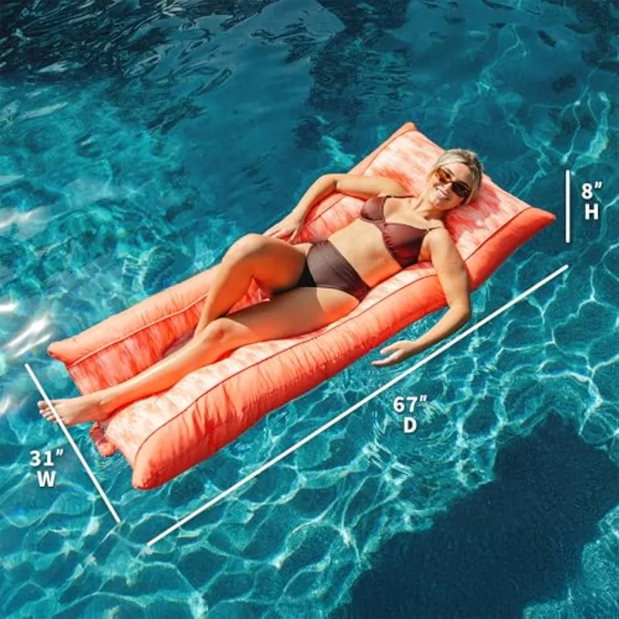 Kona Pool Float Peach Glow for pool use peach-colored mesh fabric quick-draining and no-inflation design