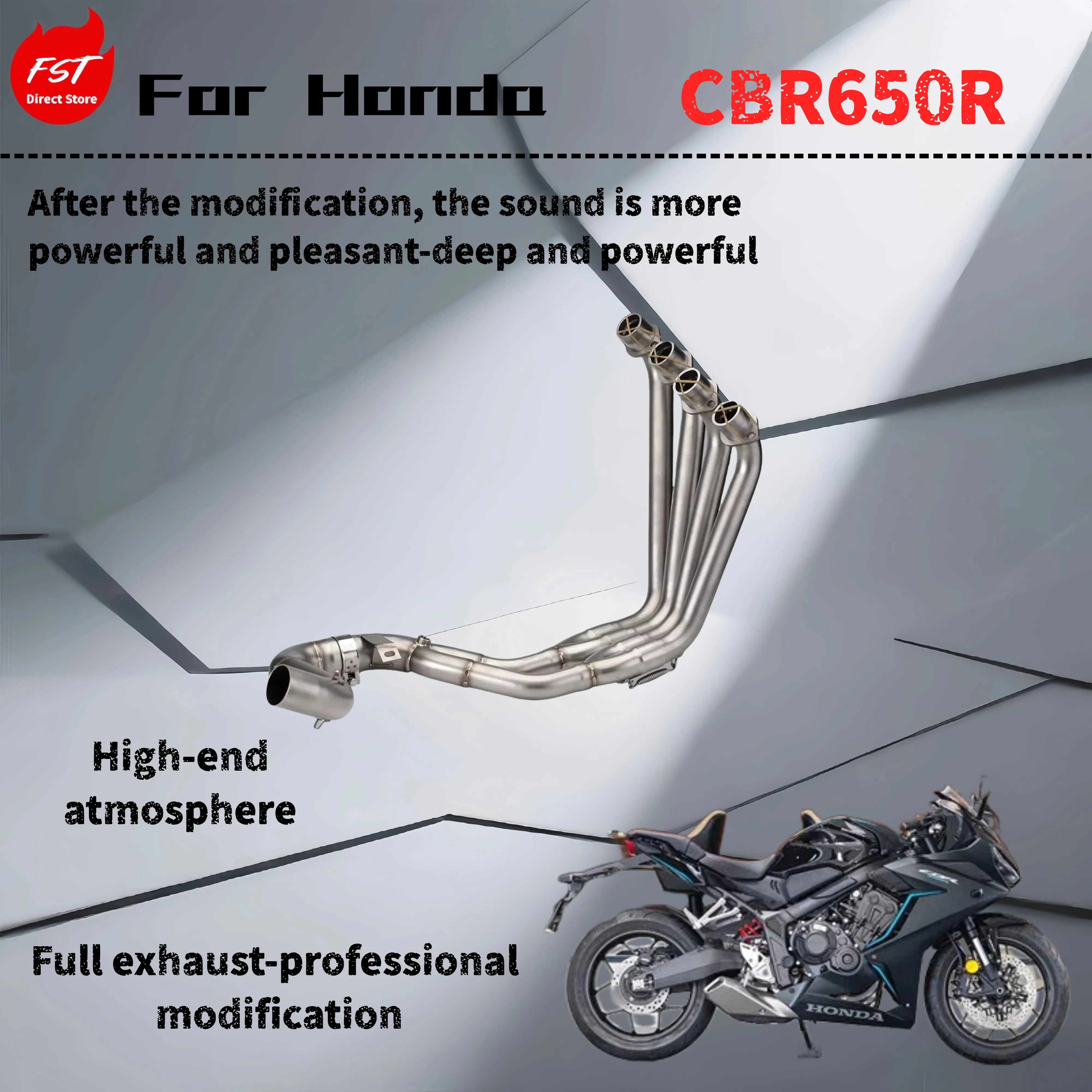

For Honda CB650R/CBR650F-Modified front exhaust pipe-the sound is deep, rich and powerful