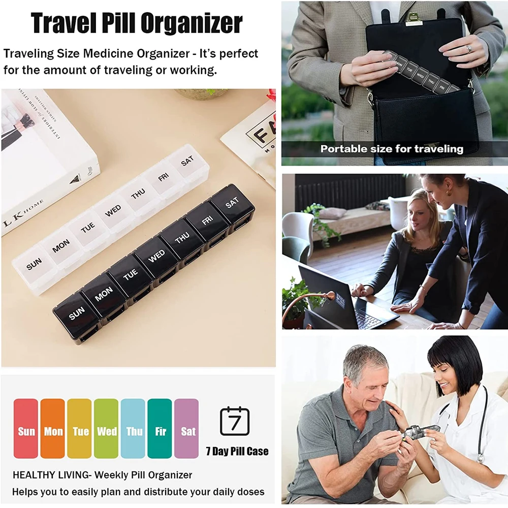 1PCS Small Weekly Pill Organizer 7 Days,Pocket Daily Pill Case, Daily Planner, Pill Box for Pills/Vitamin/Fish Oil/Supplements