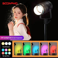 Soonpho Led Lights Projector for Live Streaming Background Atmosphere Photo Lighting with Color Card DIY Snoot Optical Spotlight