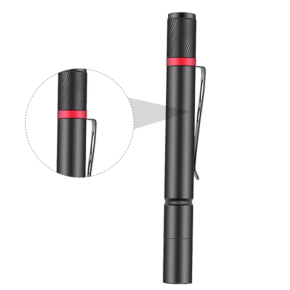 

Mini LED Pen Light Outdoor Flashlight Waterproof Aluminum Alloy Zoom Focus Portable Highlight Flashlight Clip Pen Lamp