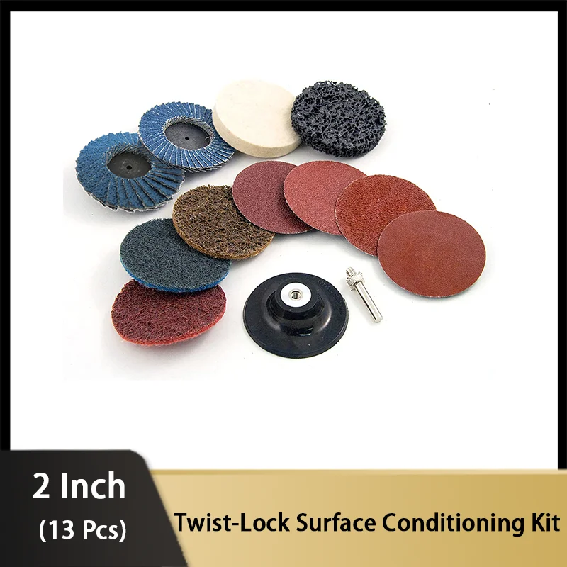 

13 Pcs Twist-Lock Surface Conditioning Kit for Quick and Effortless Attachment and Detachment of The Different Discs