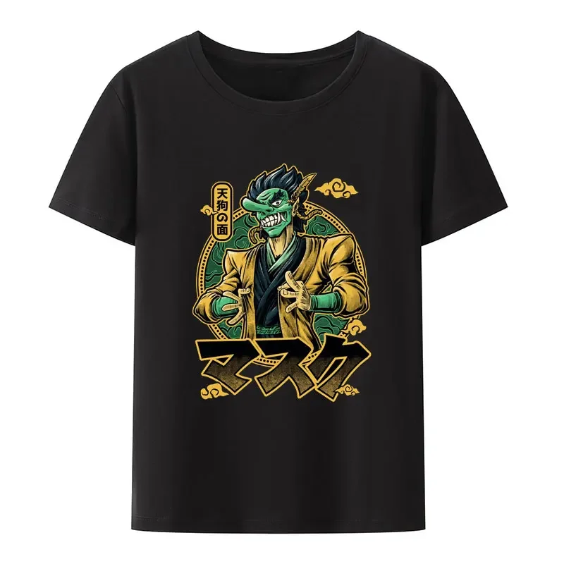 The Tengu Mask Animation Japanese Crossover Print Tees Men Women Comfortable Creative Casual Cartoon Aesthetics Graphic T Shirts