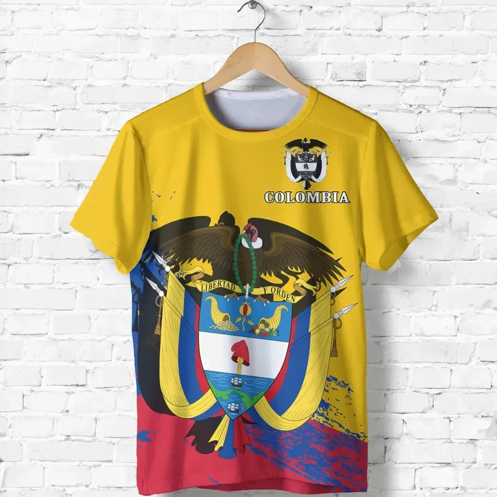 Colombia Flag T-shirt For Men's Women's Tops Summer T-shirt Street Harajuku Oversized T-shirt Sports Casual Short-sleeved