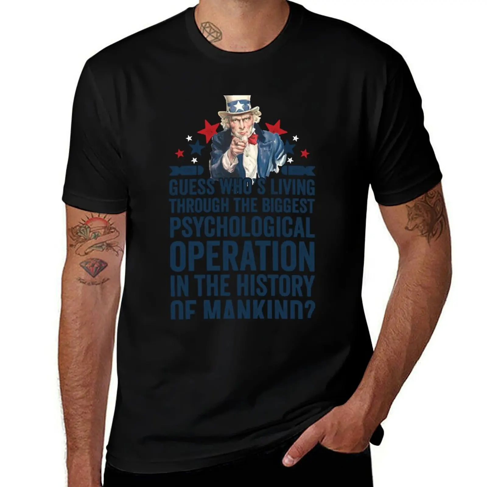 

Uncle Sam  Psychological Operation  Psyop  Hoax T-Shirt High Elasticity Sports Tee Shirt