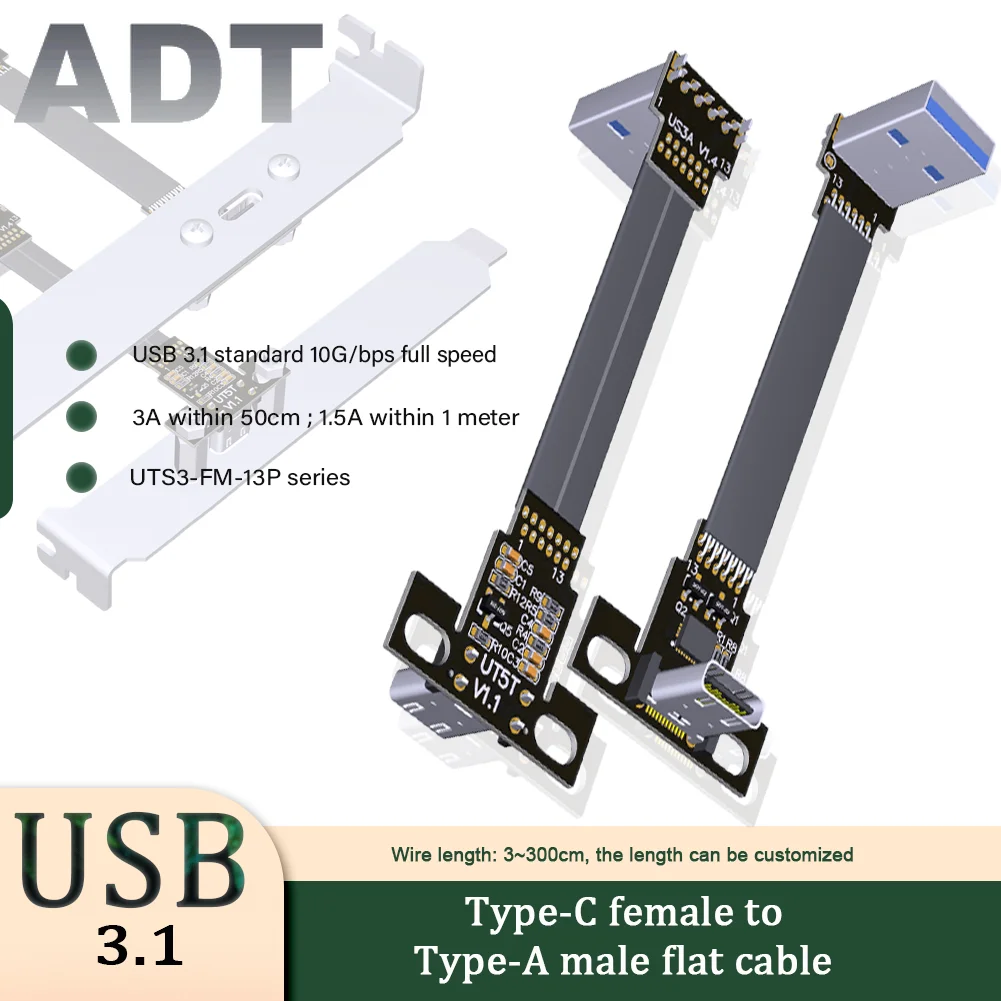 USB 3.1 Type C Extension Cable 5cm 10cm 20cm USB3.0 A Male To Type-c Female 90 Angled Extension Adaptor Cable Right/left/down/up