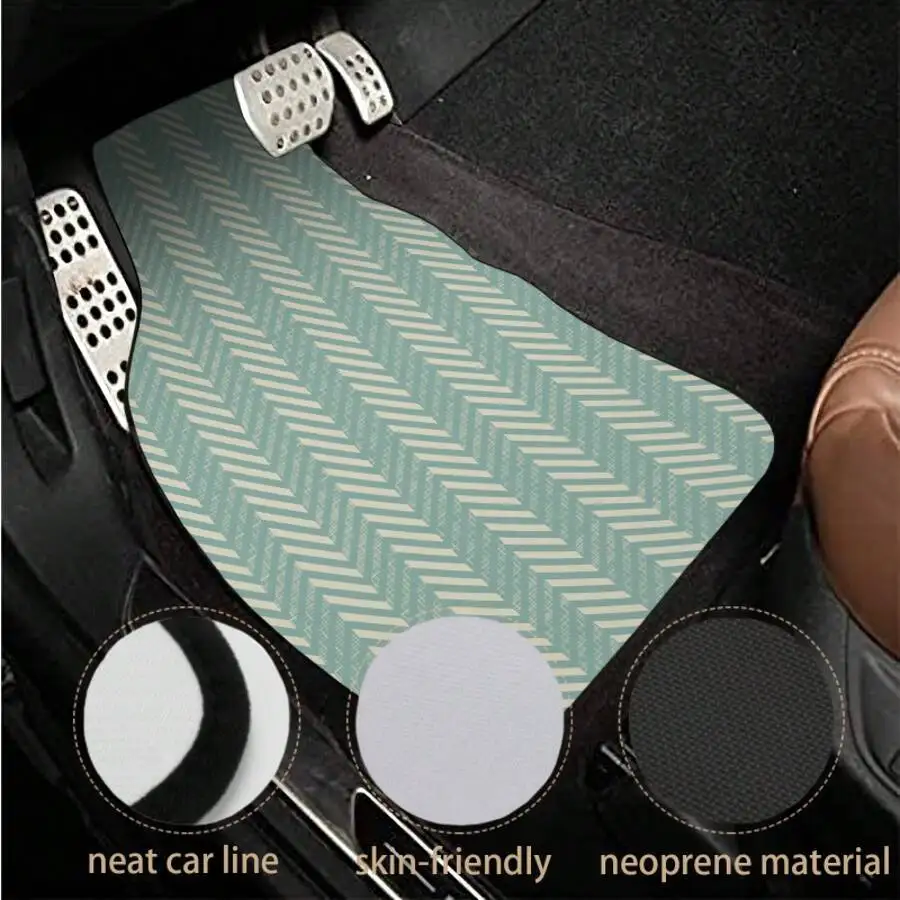 Four-Piece Set Of Car Floor Mats, Elegant Herringbone Pattern Car Floor Mats, All-Weather Protective Car Carpet, Suitable For