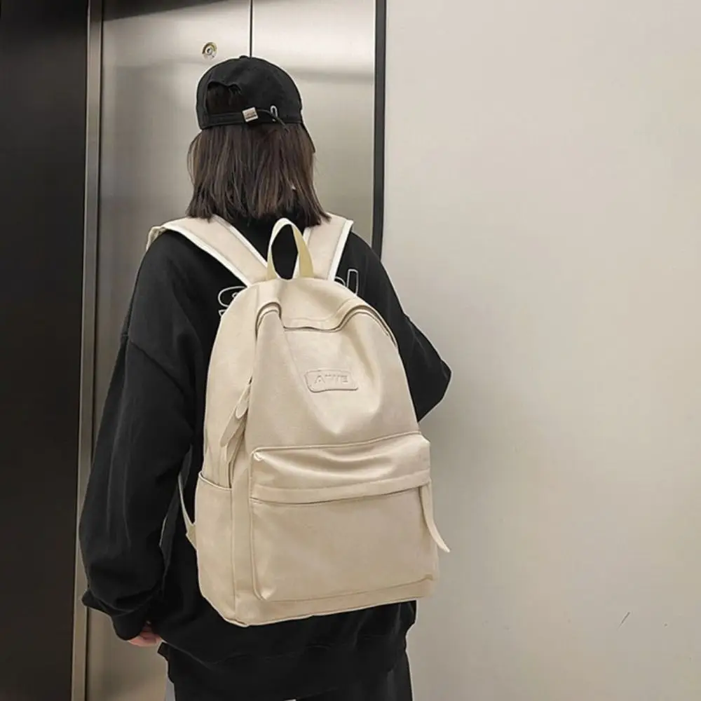 

Harajuku корейский стиль кожаный рюкзак мужской большой емкости водонепроницаемая дорожная сумка для хранения сумка через плечо для покупок