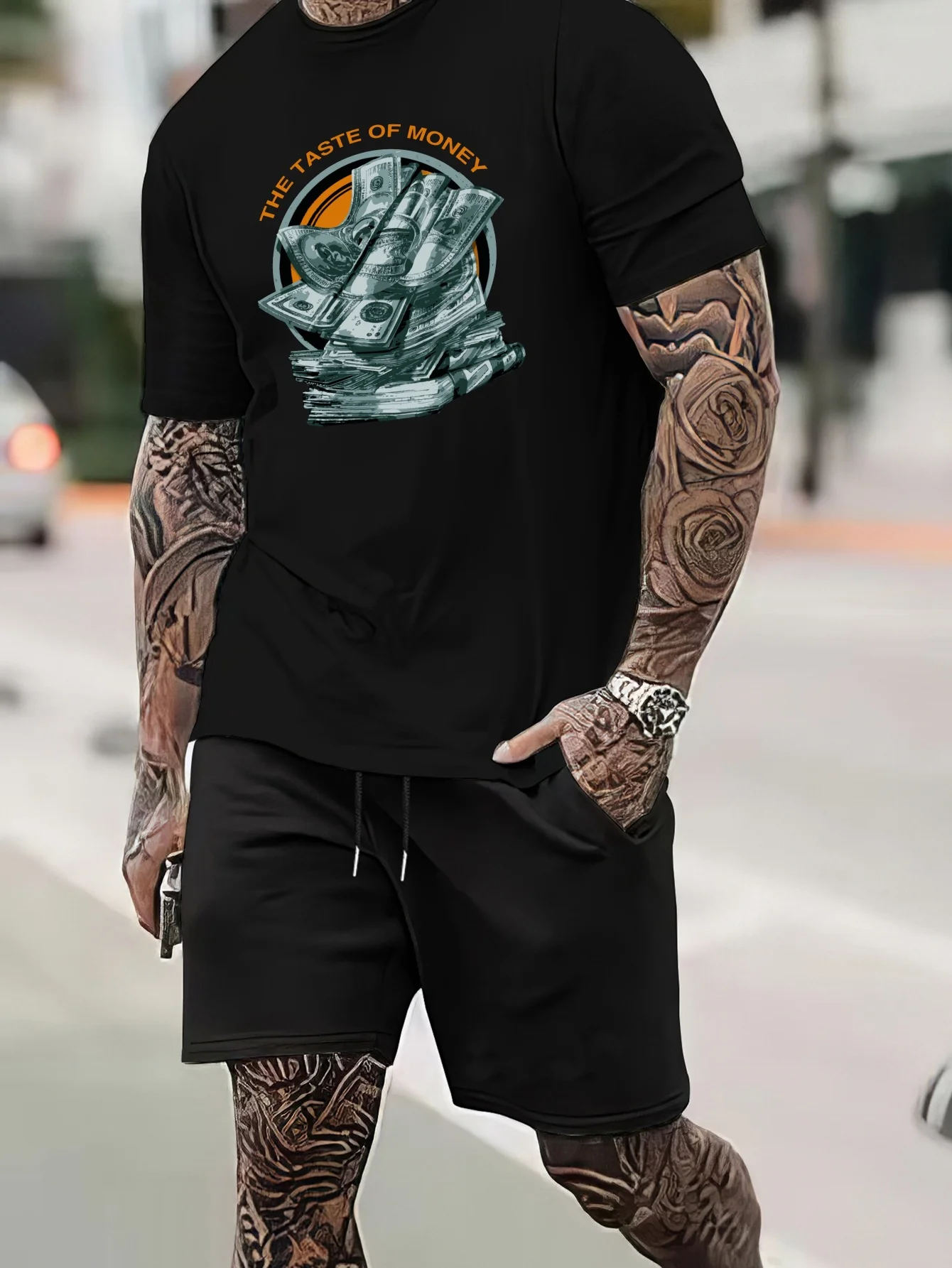 Conjunto de pantalones cortos de manga corta para hombre, Camiseta con estampado 3D de oración, conjunto informal de verano para exteriores