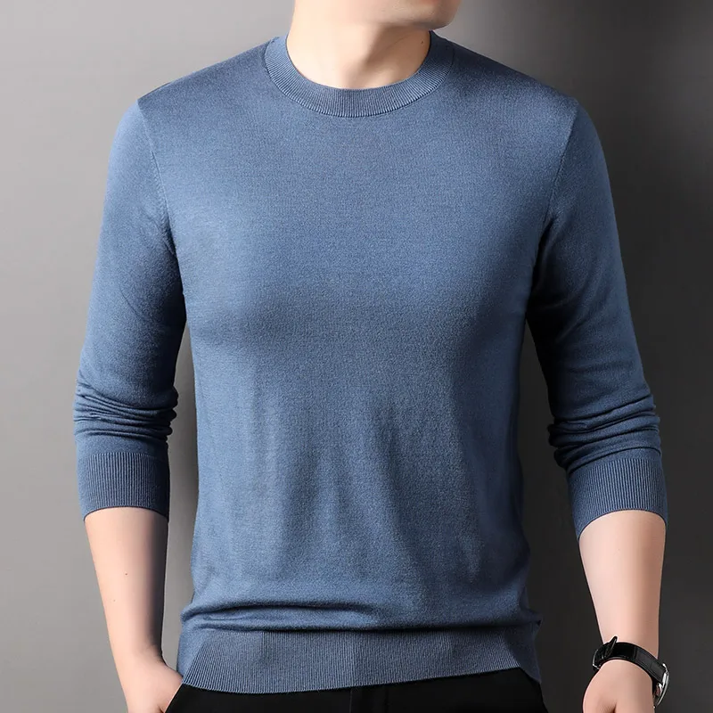 New Men's O-Collar Sweater Casual Solid Knitted Sweater Warm Fitness Male Pullovers  Spring And Autumn 11 Colors Tops