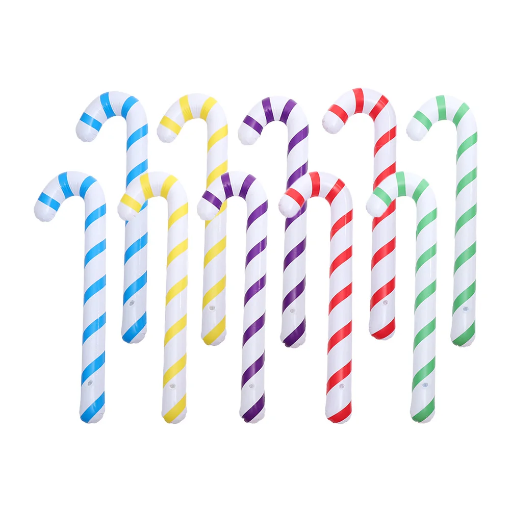 

10Pcs Inflatable Candy Canes PVC Blow Up Christmas Decorations Xmas Party Props Giant Candy Cane Balloons Christmas Decorations