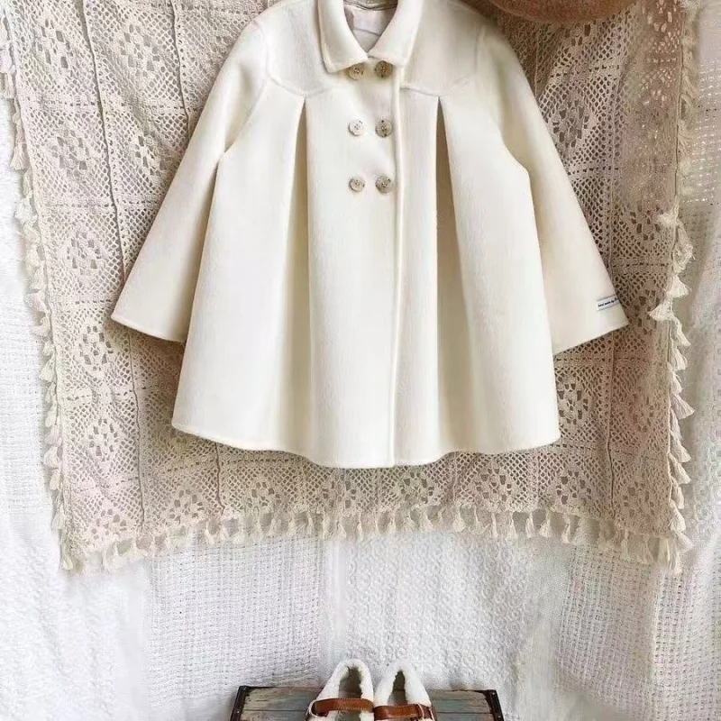 

Autumn and Winter High end Girls' Double sided Cashmere Coat Children's Autumn Wool Korean Edition Woolen Coa