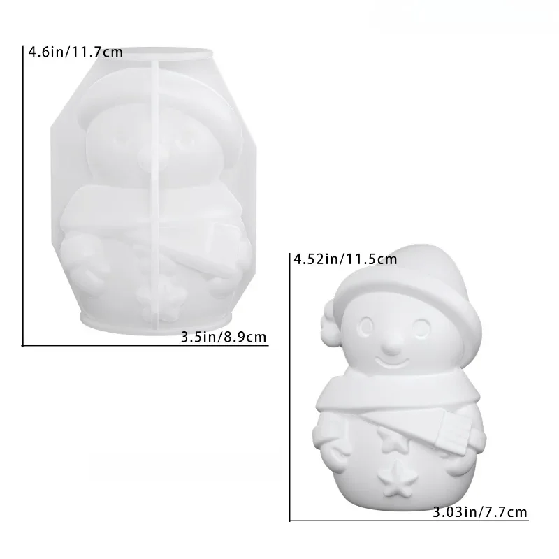 3D Schneemann Silikon-Gießform mit Herzförmigem Ausschnitt und Ausdrucksstarken Augen, für Seife und Gips; Weihnachtsdekoration, Duftend – Detail 8