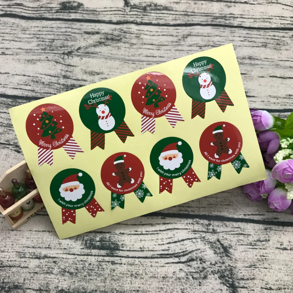 

320Pcs Food Sealing Stickers Christmas Theme Self-Stick Labels for Treat Bags Envelopes Scrapbooking Cake Boxes DIY Holiday