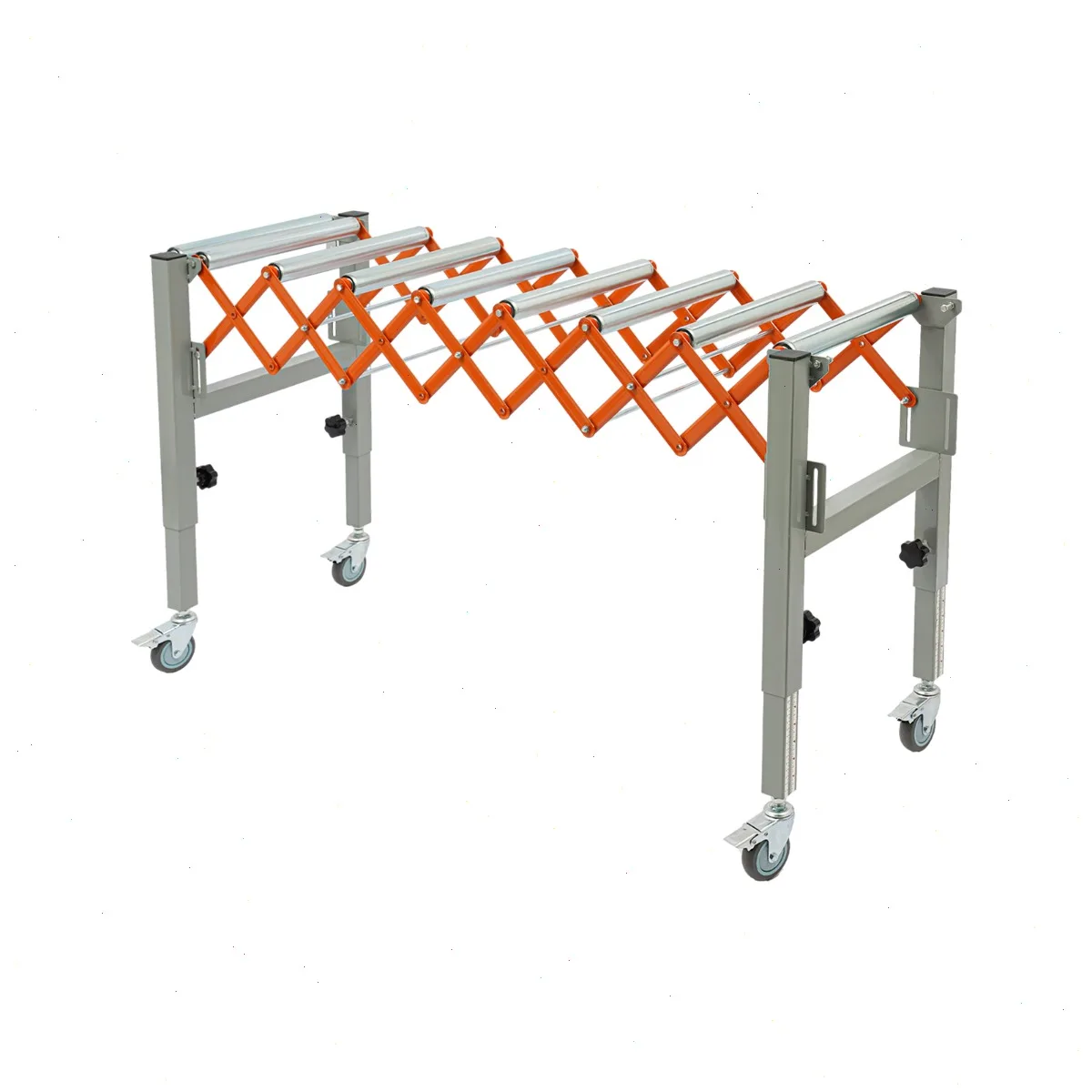 Roller Conveyor, Adjustable Conveyor Roller 51in, Orange, Max Load 110.23lbs, Sturdy Iron Anti-Rust, Adjustable Height & Length for Table Saw or Planer Transport