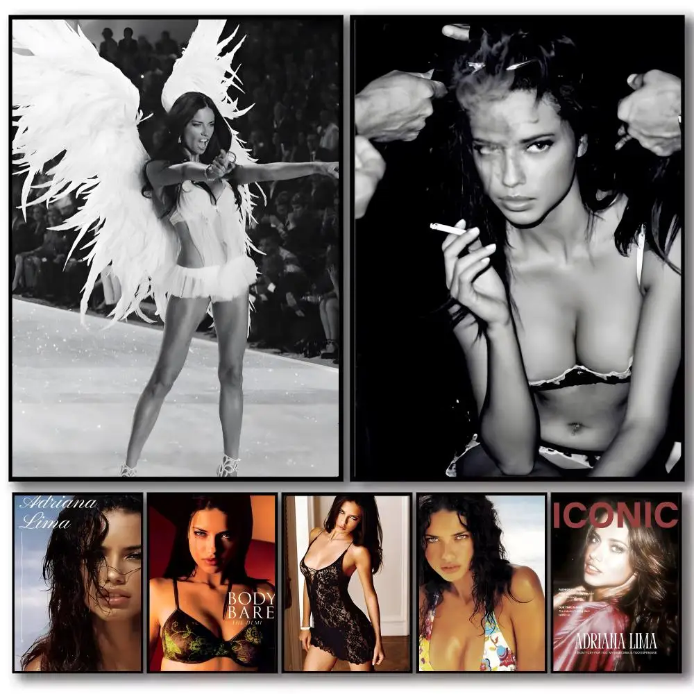 Supermodels Adriana Secret Lima Poster Decorative Wall Art Stickers Mural Photo Print for Home Living Room Hallway Decor