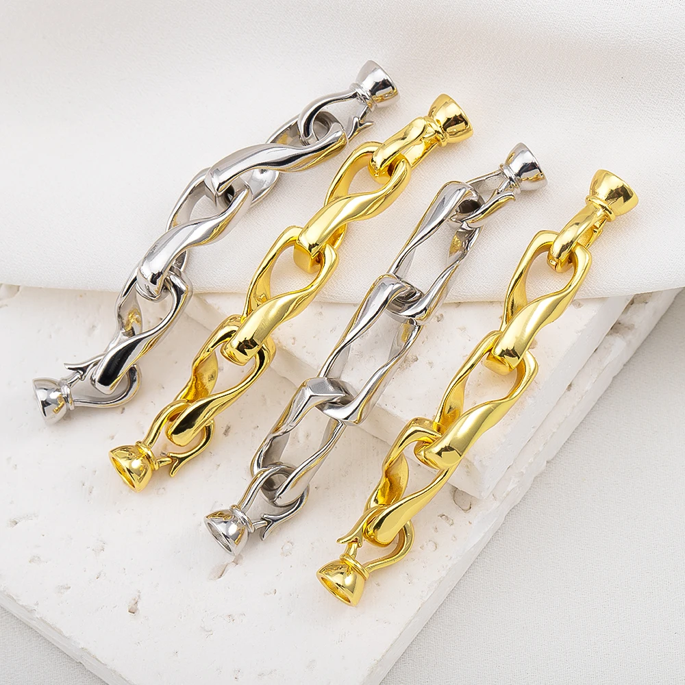 

1pc 2pcs 18K Gold Plated Brass Metal Connectors Clasps For DIY Jewelry Making Lock Bracelets Necklaces Clasp Jewelry Accessories