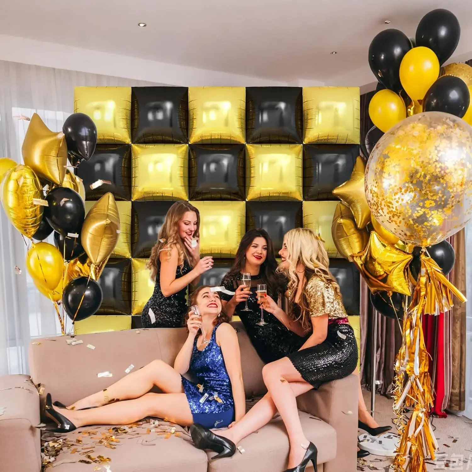 50 قطعة من جدار البالونات الوردية لتزيين الحفلات، بالونات مربعة من رقائق الألومنيوم على الوجهين، بالونات وردية أرجوانية ساخنة