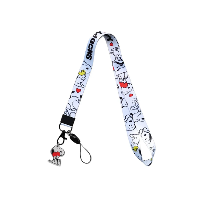 Snoopy Smycz do telefonu Anime Mężczyźni Karta na szyję Sznurek Klips Smycz do zawieszania Kreskówka Śliczne dzieci Anti-lost Safety Tether Brelok Łańcuch Lina