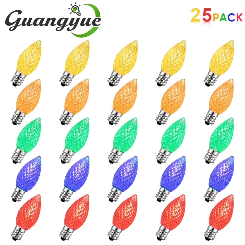 

E12 Colorful Light Bulbs C7 0.6W Christmas Halloween Decoration Lamp Shatterproof Replacement Led Bulbs for Outdoor String Light