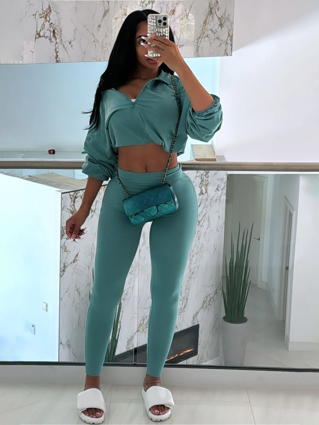 Women Set Autumn Sexy Drawstring Crop Sweat Top+Leggings Sets Casual Sport Two Pieces Joggers Set High Waist Tight Pants Set