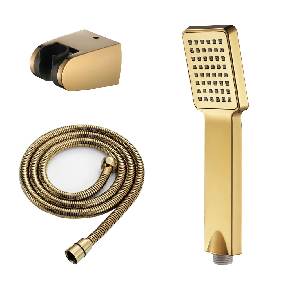 Bathroom Home ABS hand Shower Set Gold/Rose Gold Shower Square Sprayer With Stand and 1.5m Hose