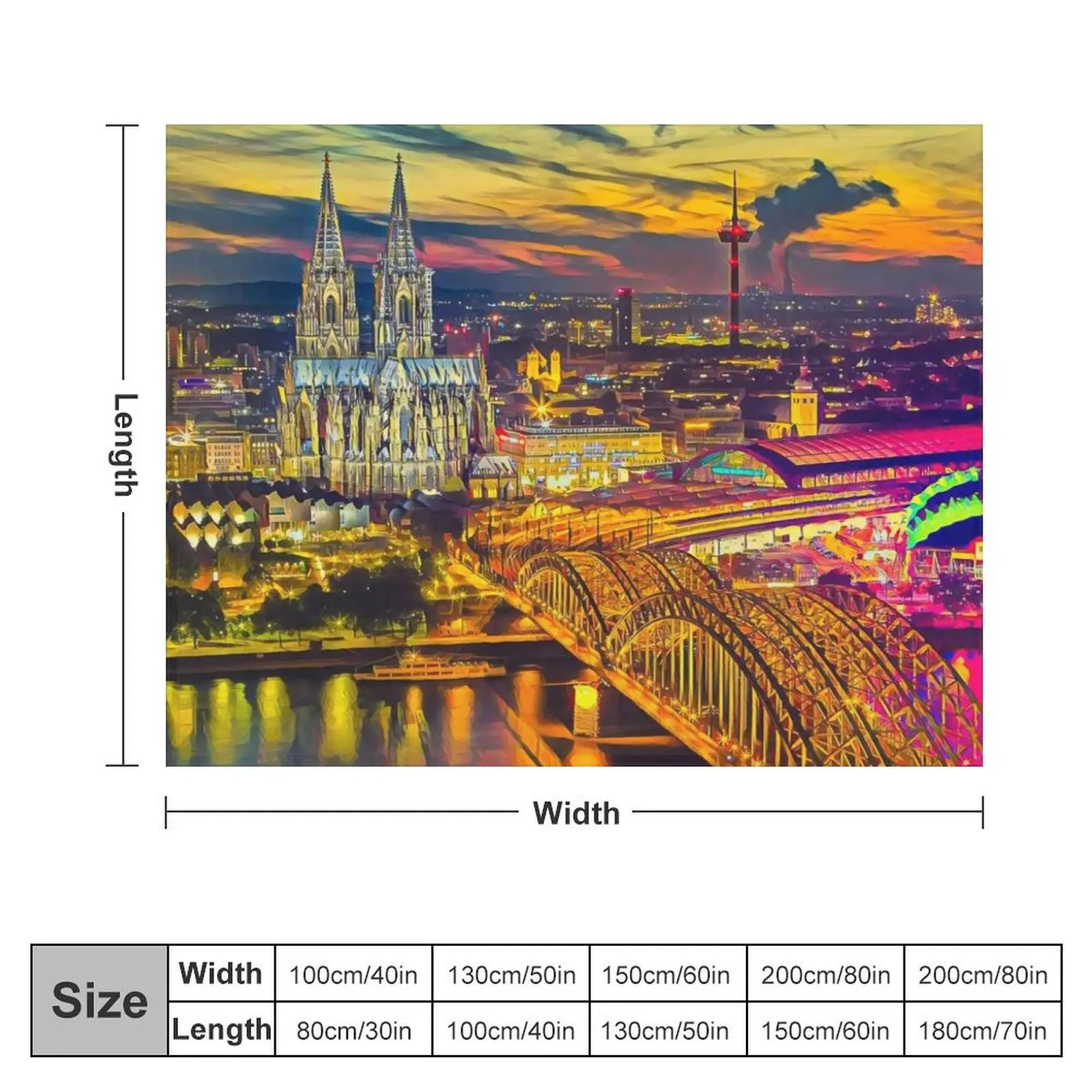 Cologne by Night Throw Blanket Tourist Decoratives Blankets