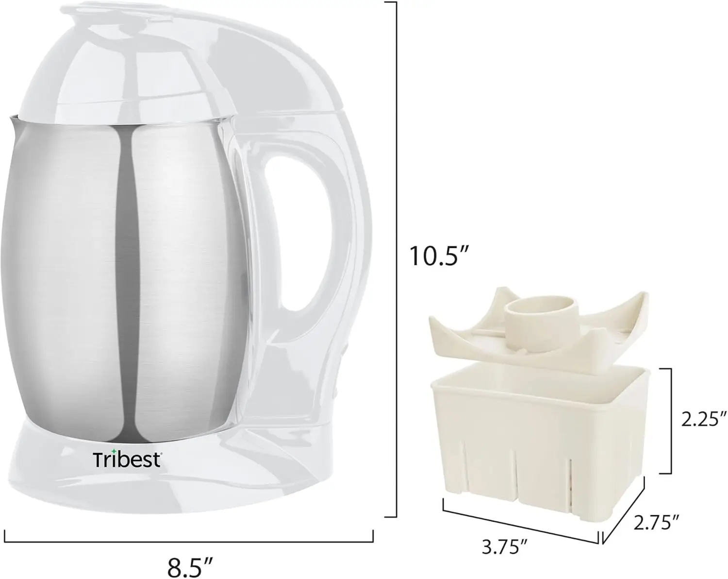 Tribest SB-132 Soyabella Automatic Soy e altre macchine per il latte a base vegetale con Kit Tofu (bianco/acciaio inossidabile)