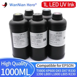 Tinta UV LED para cabeça de impressão, impressora modificada para Epson, XP600, L800, L1800, L805, DX5, DX7, DX10, DX4, DX6, 1390, R1800, R1900, 1000ml