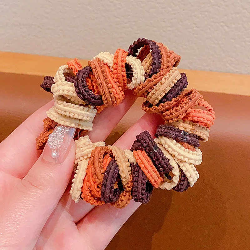 50Pcs/Set Hair Bands for Children Colorful Nylon Scrunchie Hair TiesRubber Band Kids Elastic Hair Band Girl Hair Accessories