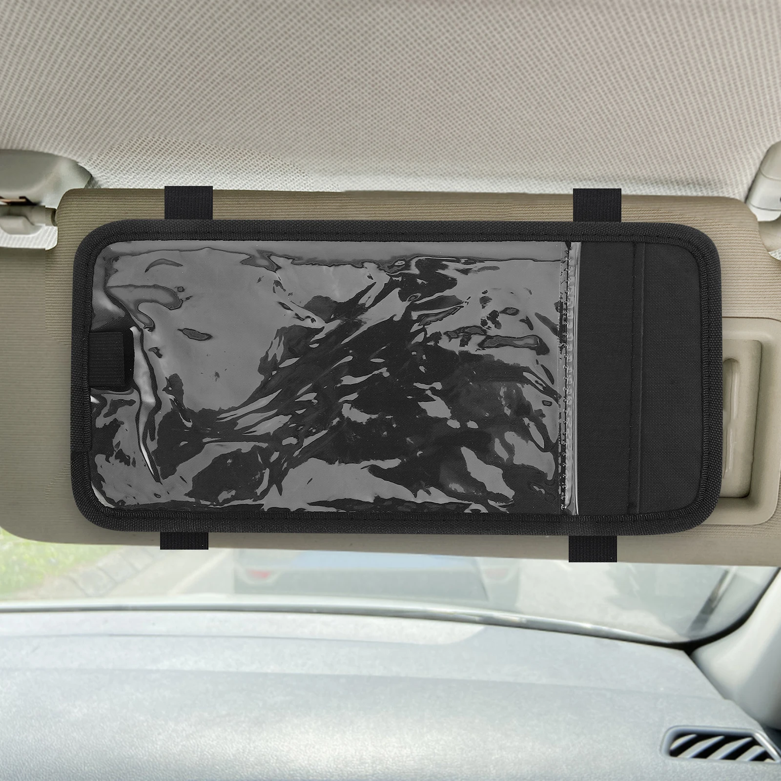 

Car Visor Organizer Durable Large Capacity Storage Pouch Easy Installation Spacious Pocket Elegant Design Auto Card Cd