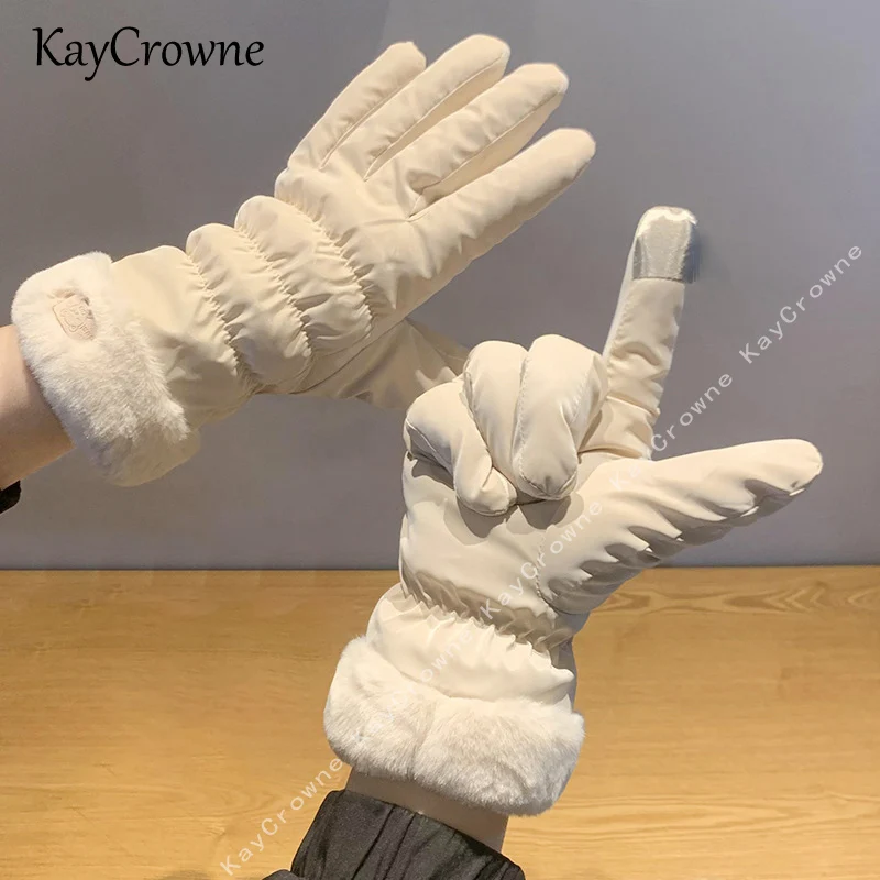 Guantes elegantes a prueba de viento para mujer, manoplas impermeables para pantalla táctil, dedo completo, esquí, color negro, a la moda, novedad