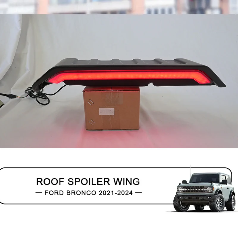 For Ford Bronco Roof Lip Spoiler Wing Turn Signal Brake Light Compatible LED Wiht Three Colour  Exterior Decoration Accessories