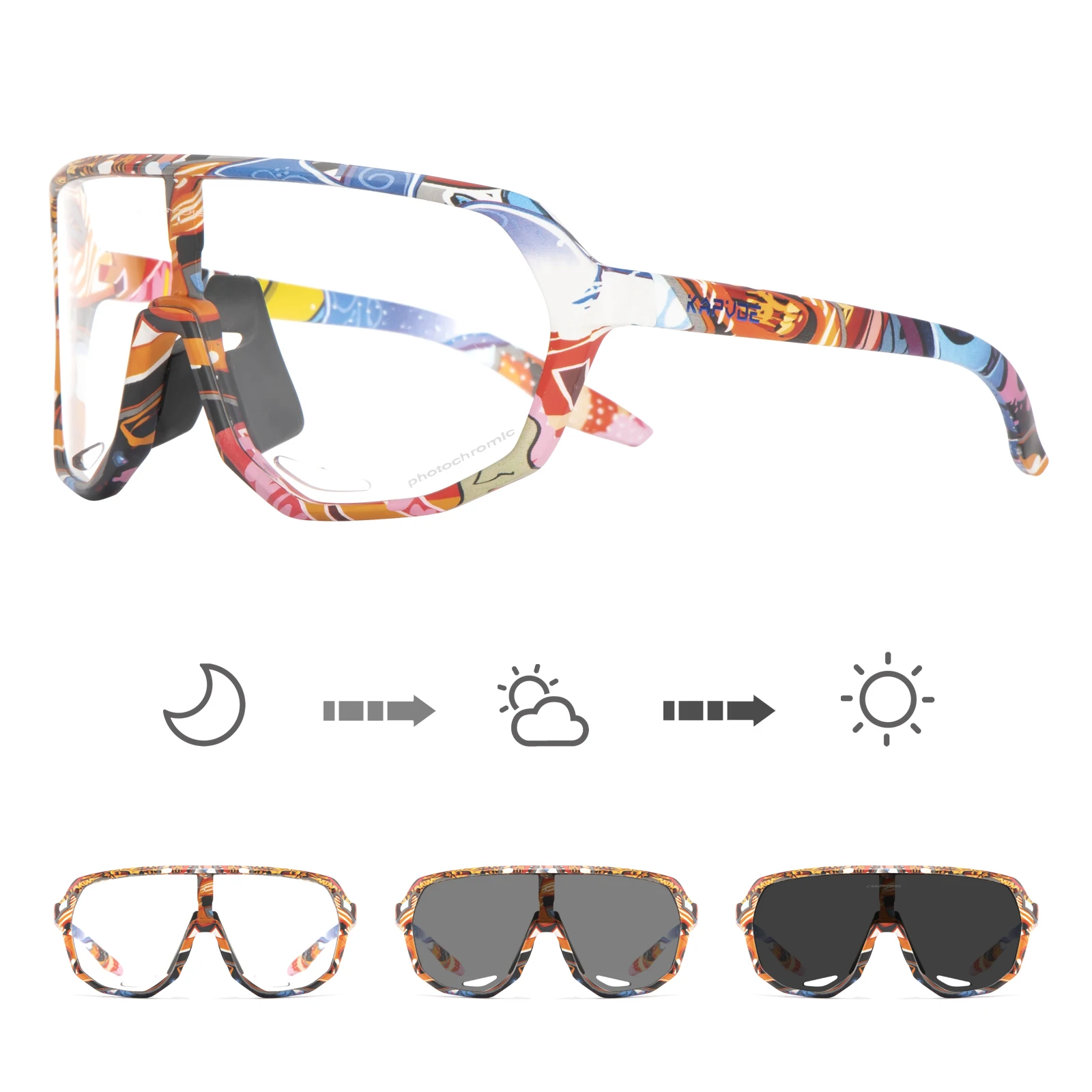 KAPVOE Outdoor Sport Meekleurende Fietsen Zonnebril UV400 Racefiets Fietsbril voor Mannen Vrouwen MTB Rijden Fietsbril