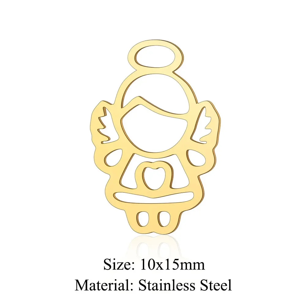 10pcs/lot Stainless Steel Wings Angel DIY Charm Pendant Wholesale Geometry Jewelry Findings Necklace Making Top Quality