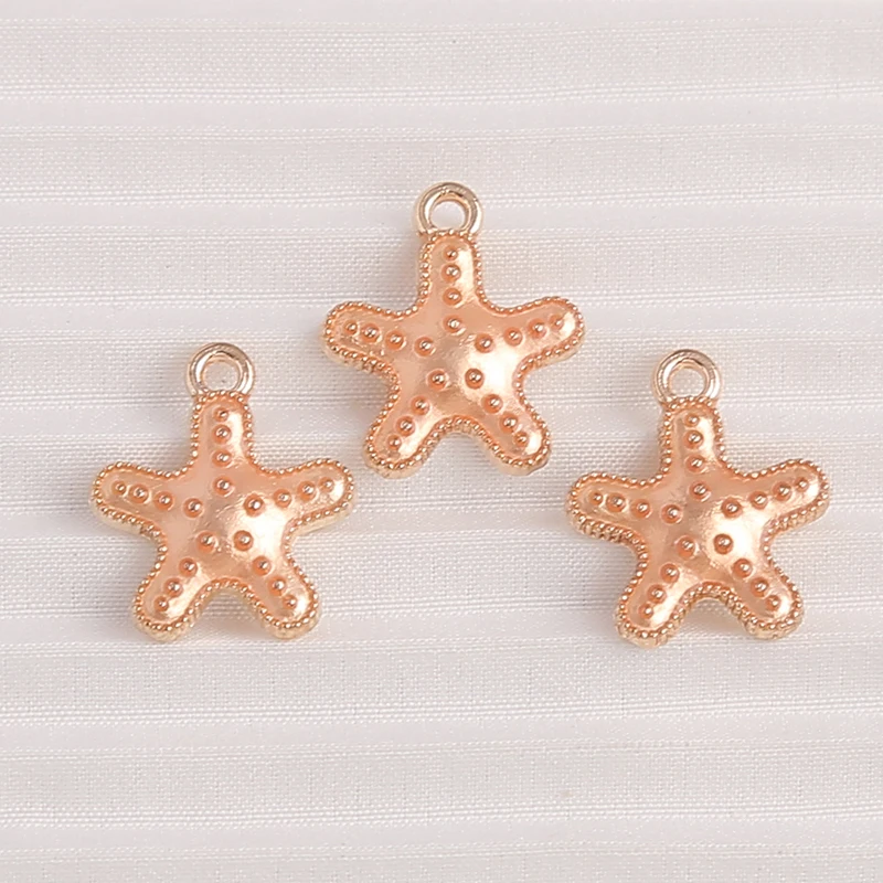 10 Stück 13x16mm Niedliche Emaille-Seestern-Anhänger für Schmuckherstellung, Ohrhänger, Halsketten, Armbänder, DIY-Bastelzubehör – Detail 6