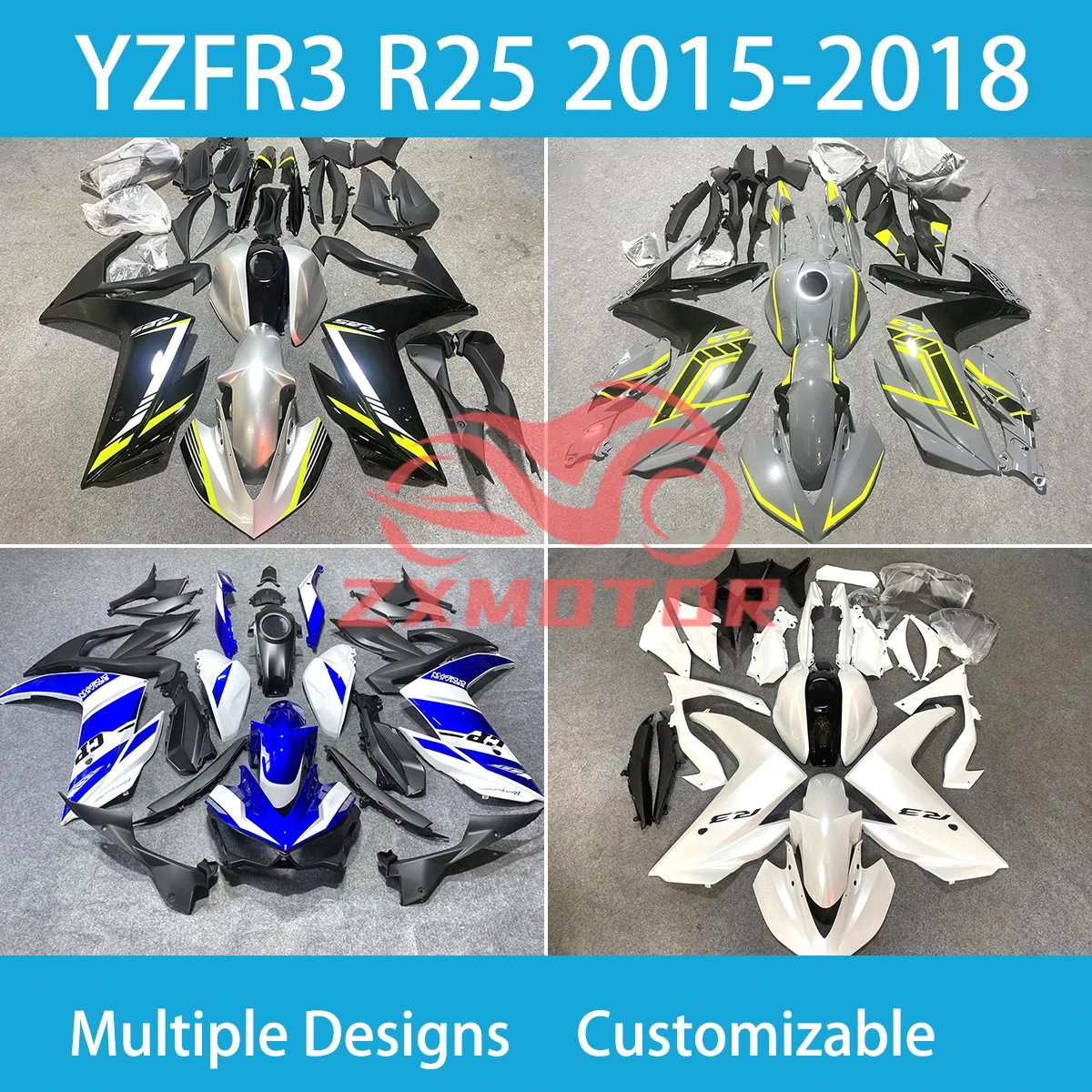 For YAMAHA YZF R3 R25 15 16 17 18 Motorcycle Fairings YZFR3 2015 2016 2017 2018 Cowling Injection Fairing Kit New