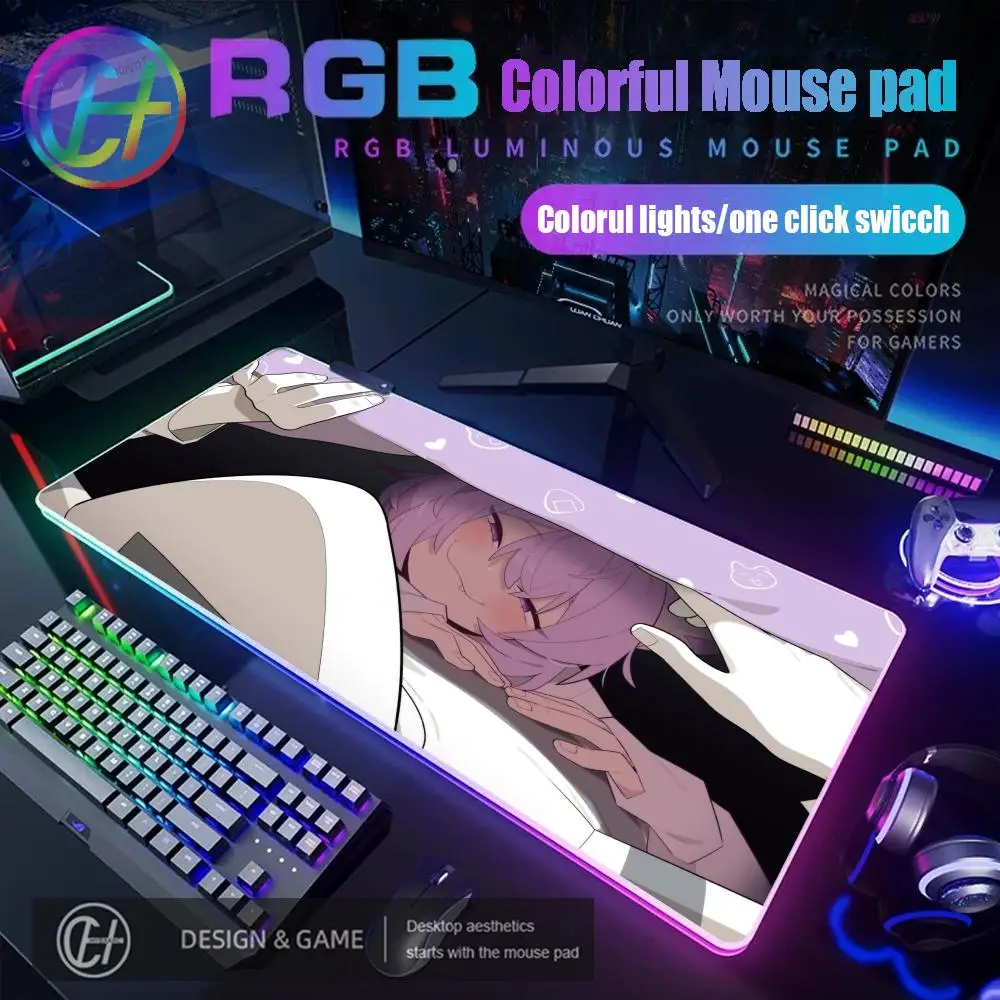 XXL HYBXAXC Коврик для мыши RGB Gaming 1000X500 Коврик для мыши Настольный коврик HD Gamer Большой светодиодный светильник XXL H-hololive Nekomata Okayu Коврик для мыши