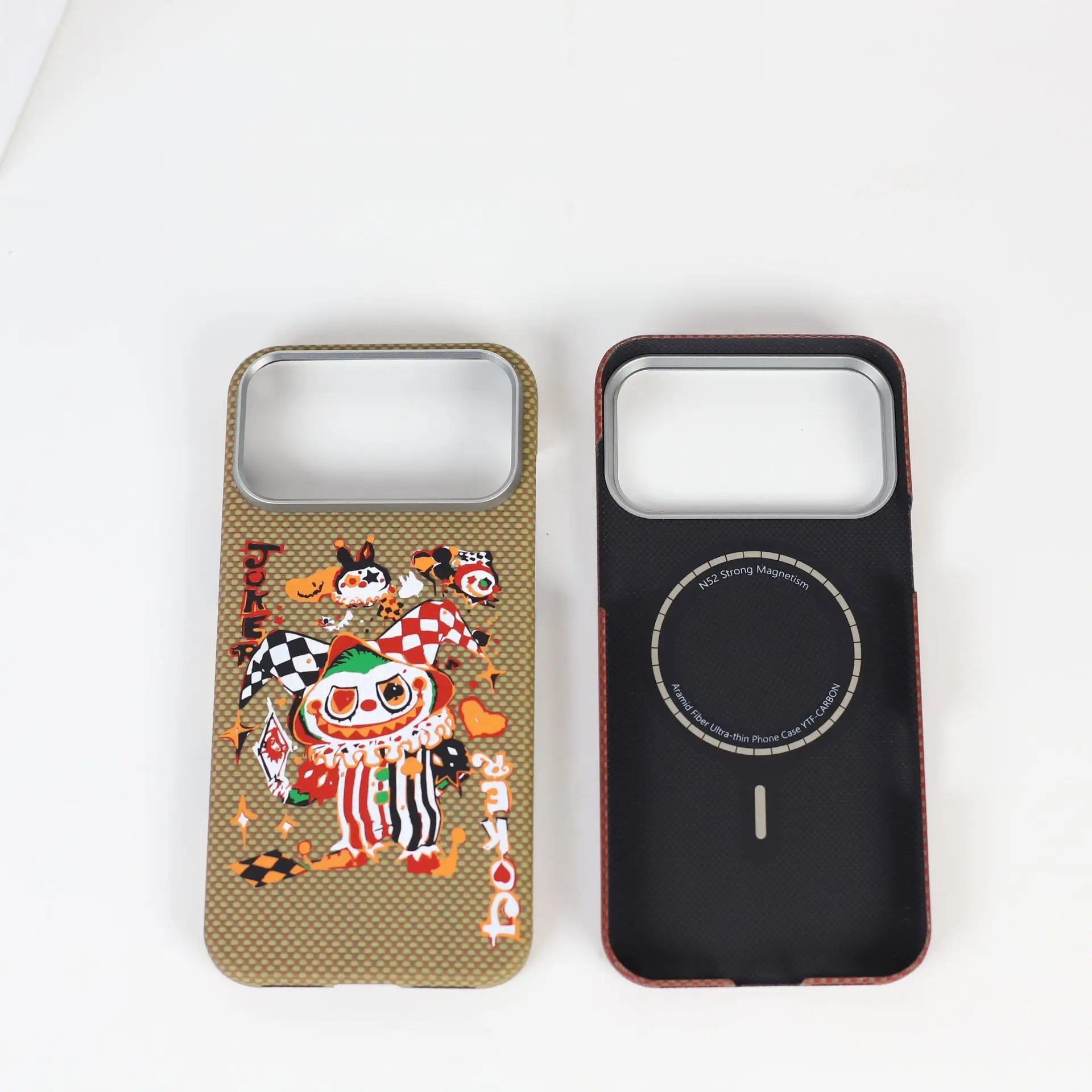 Real Kevlar Magnetic Phone Case for iPhone 17 Pro Max Graffiti Clown Aramid Fiber Slim Phone Case for iPhone 16 Pro 15 Pro Max