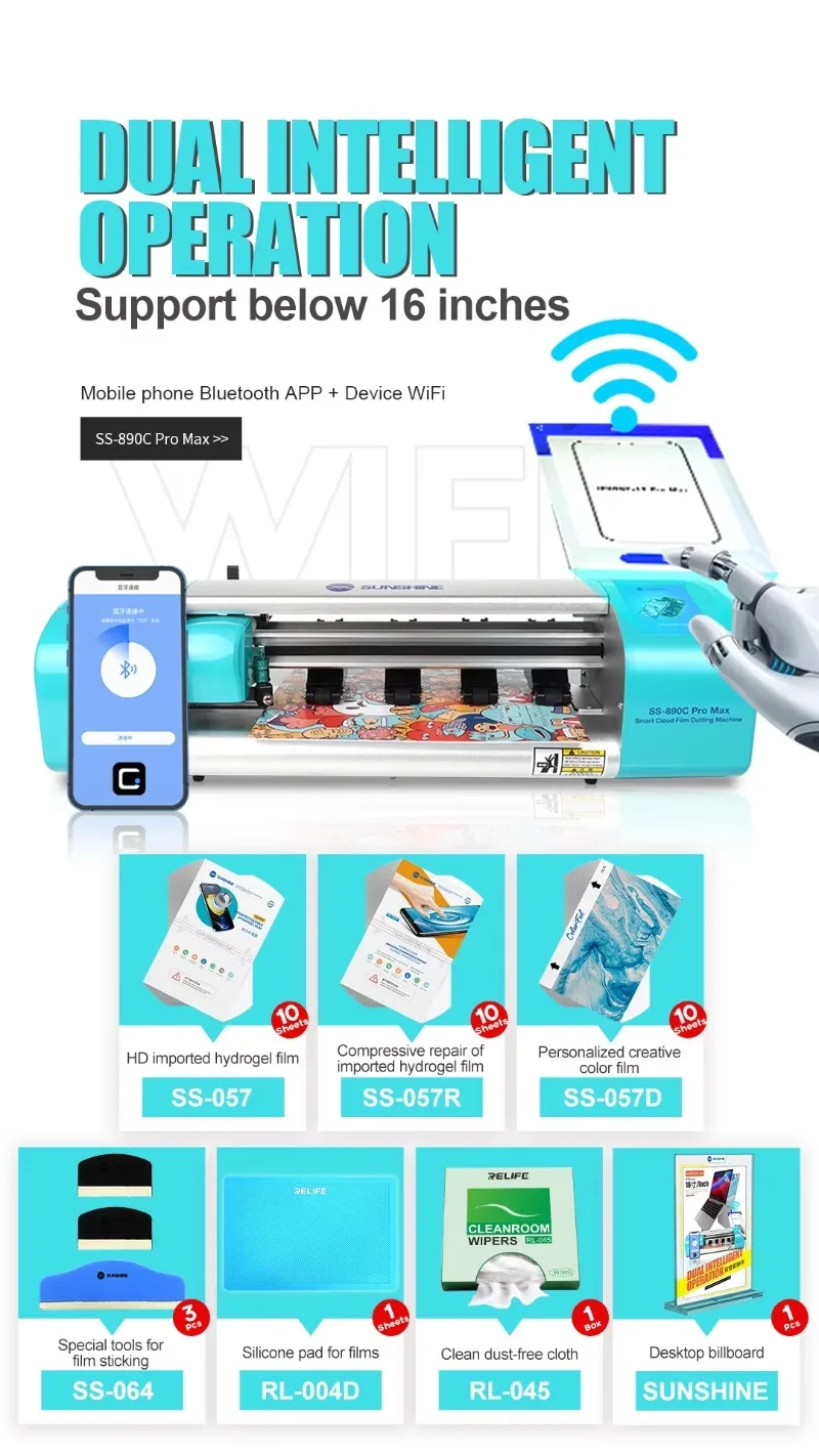 

SS-890C Pro Max for Max 16 Inch Film Cutting Machine Screen Protective Film Cutter for iPad Tablet All Mobile Phone