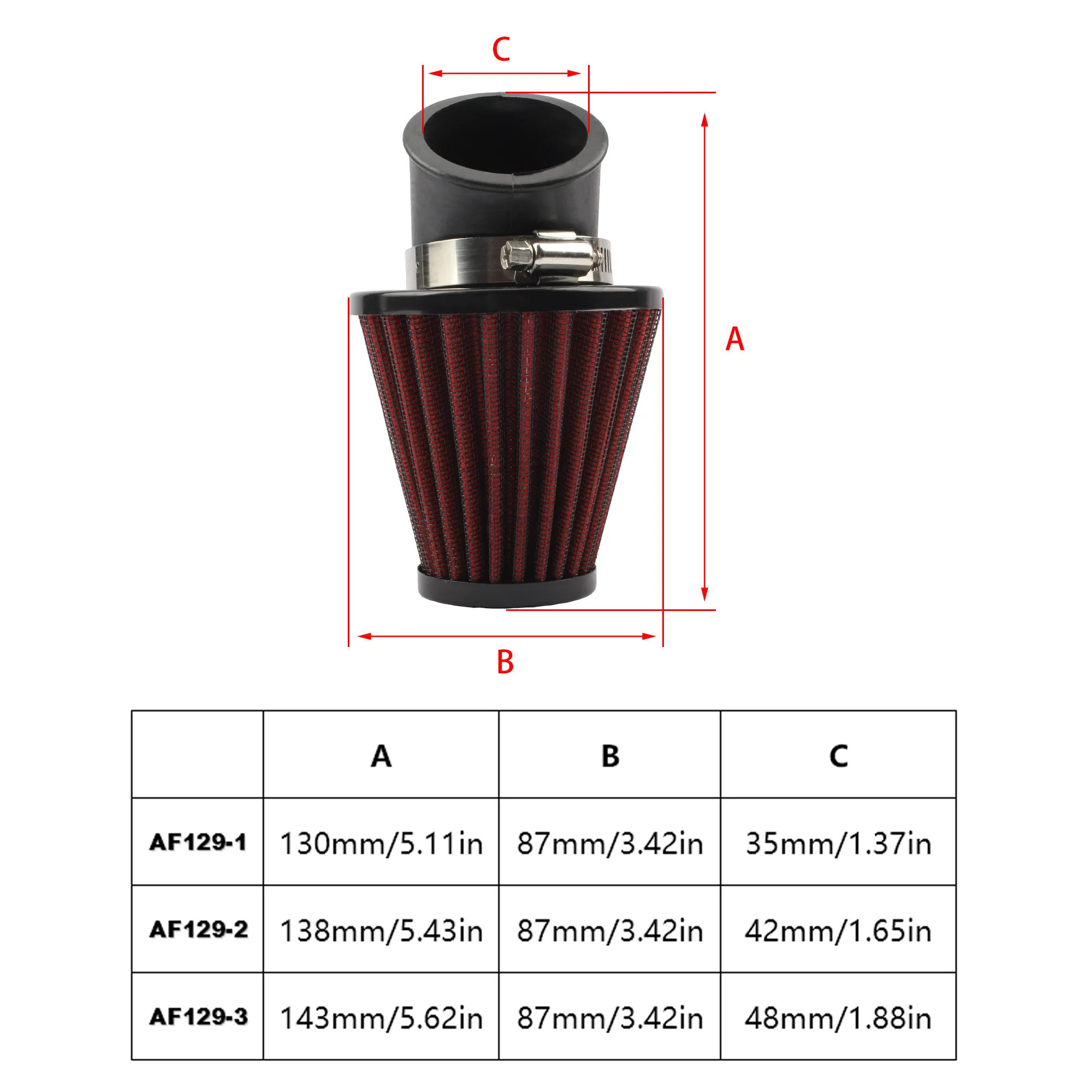 35mm 42mm 48mm Motorcycle Air Filter Fit for GY6 RSZ JOG Fuego Honda Sports High Flow Air Filter Modification Accessories