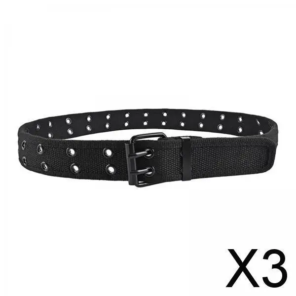 

Ремень с двойными люверсами, модная пряжка-зажим, холщовый поясной ремень, винтажный панк-ремень для джинсов, для женщин и мужчин