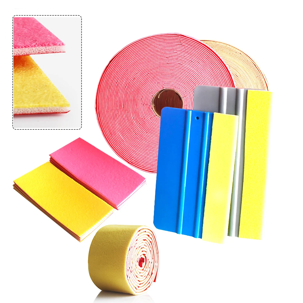 Car Wrap Vinyl Squeegee Buffer Self-Adhesive Fabric Felt Edge for Window Tint Film Tool Scratch Free Soft Protect Cloth Tape