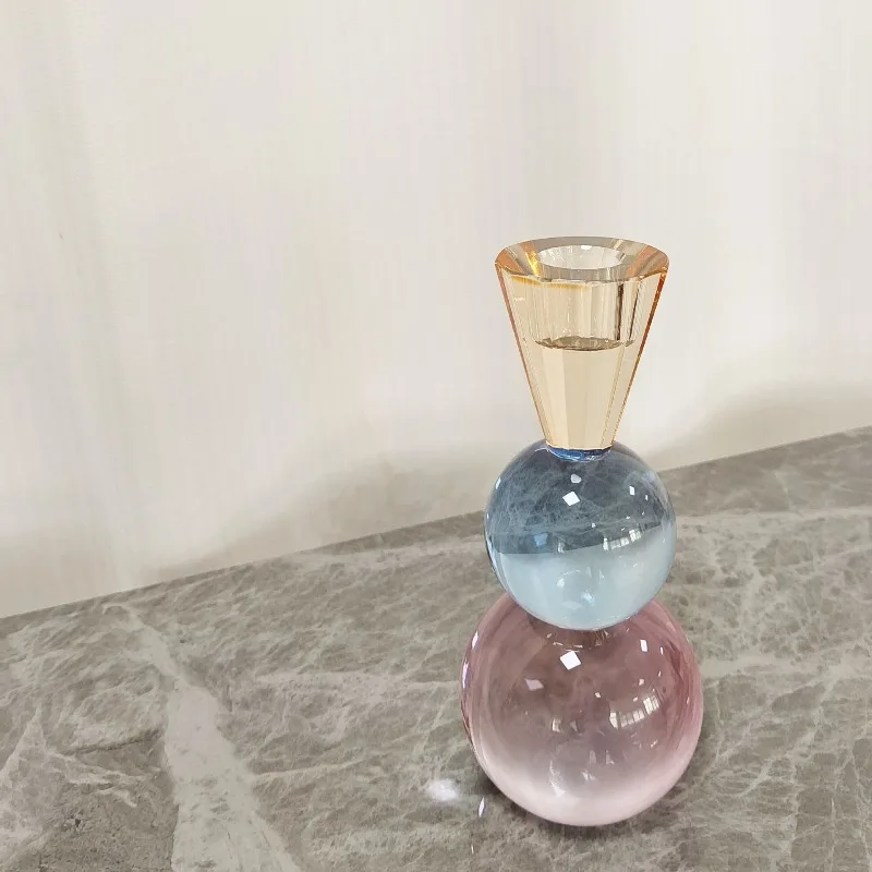1Pc Bubble Ball Shape Candle Holder Ornaments Transparent Glass Candlestick Desk Decoration Wax Melt Burner Home Aroma Container