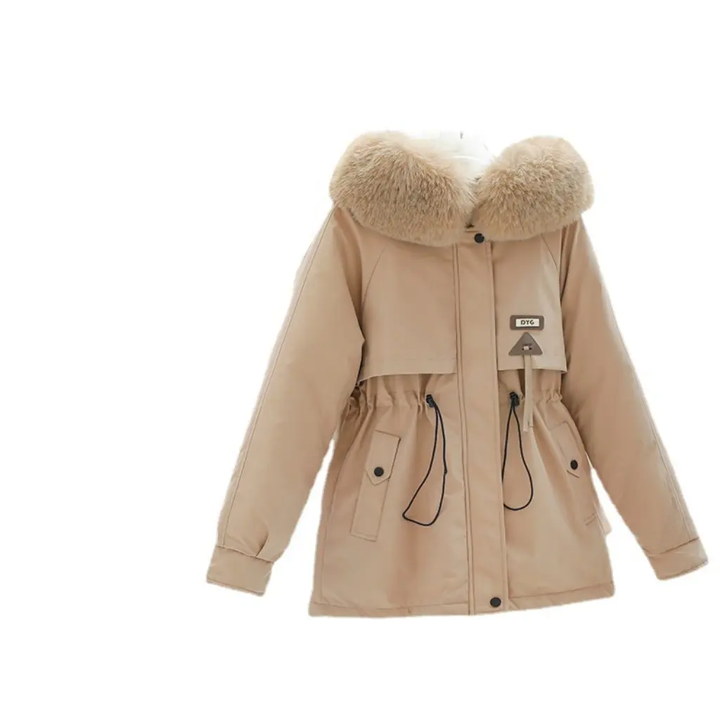 

Женская короткая миниатюрная свободная утолщенная хлопковая куртка Parker в корейском стиле, зимнее пальто, повседневная теплая верхняя одежда